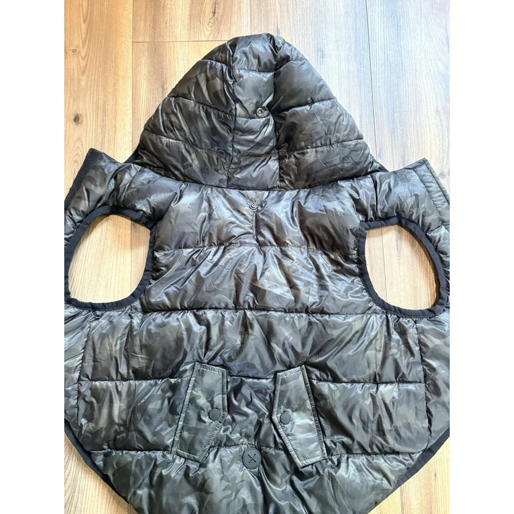 Pajar Pup Camo Black Hooded Dog Puffer Coat XL Reversible Warm Winter Apparel